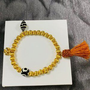 Tory Burch Bracelet Roxanne Multicolot Bead Tassel bracelet Rolled Gold